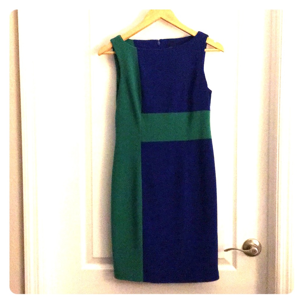 Green and Blue color block dress
